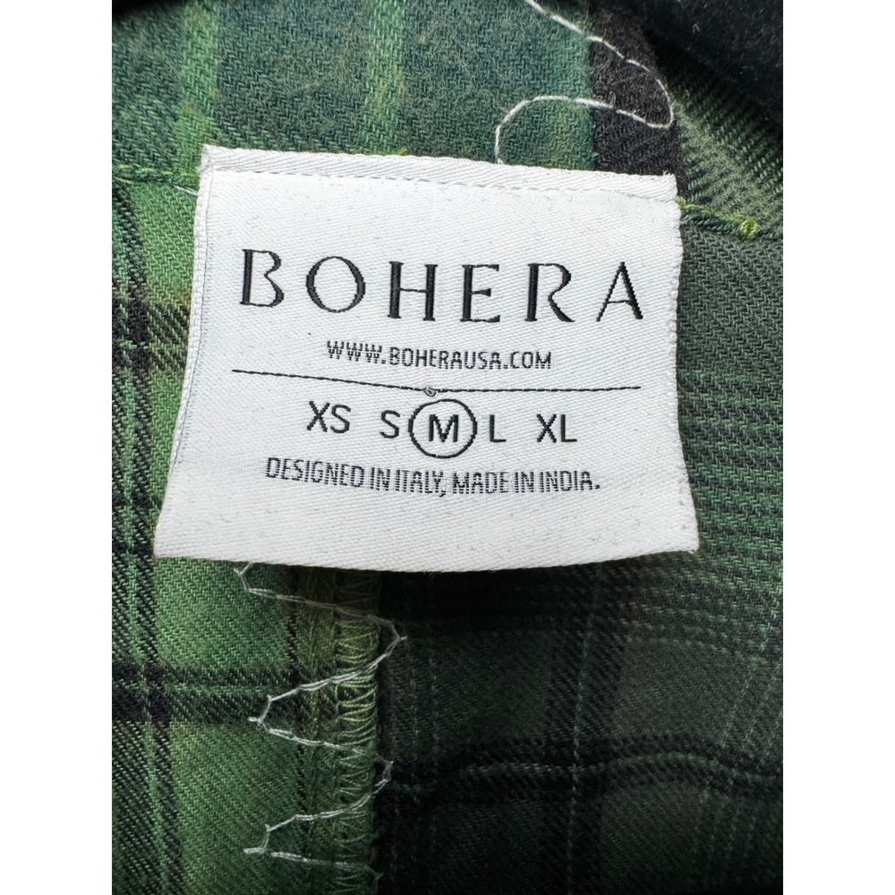 ‼️SALE‼️Bohera Green Patchwork Plaid Flannel Shirt Shacket Zigzag Stitching - Picture 6 of 7